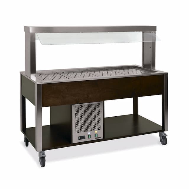 Стол Шведский охлаждаемый (защитное стекло статичное) MetalCarrelli 6900.4-W (венге)