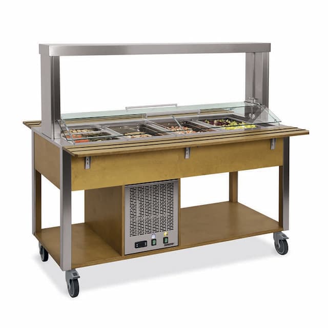 Стол Шведский охлаждаемый (защитное стекло подвижное) MetalCarrelli 6900.4M-R (дуб)