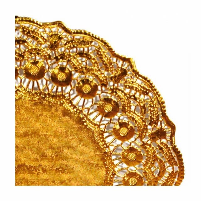 Салфетка ажурная золотая d 39 см, металлизированная целлюлоза, 100 шт, Garcia de Pou